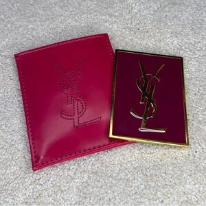 GWP YSL Beauté Fuchsia Pocket Purse Mini Travel Mirror and Vegan Leather Case